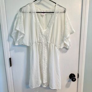 Xhilaration Ivory Lace-Trimmed V-Neck Swim Cover